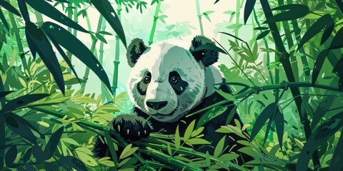 Adorable Panda Eating Bamboo