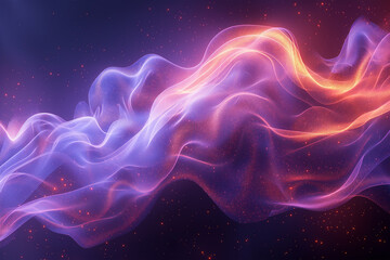 Fototapeta premium Abstract flowing neon wave purple background, ai technology