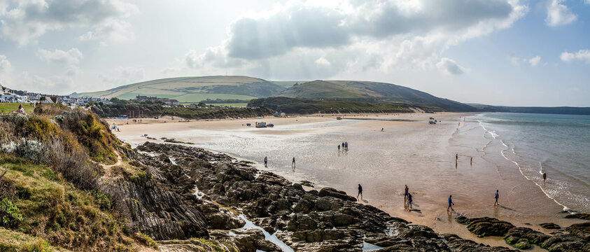 Panorama of Woolacombe Beach in North Devon on a Summers Day