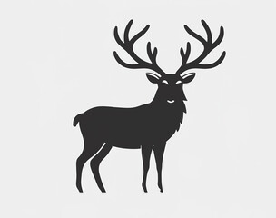 The silhouette of a deer turned around. Vector illustration. Isolated transparent background