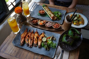 Eating at a Bali restaurant