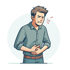 Illustration of a man experiencing stomach pain