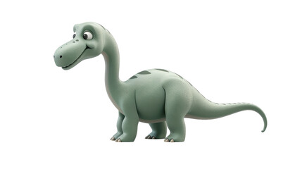 Obraz premium A cartoon green dinosaur stands against a white backdrop