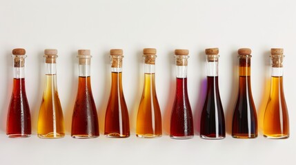 gourmet vinegars on white background. concept of food ingredient for designer.