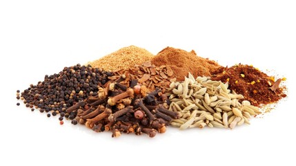 Mexican spices on white background. concept of food ingredient for designer.