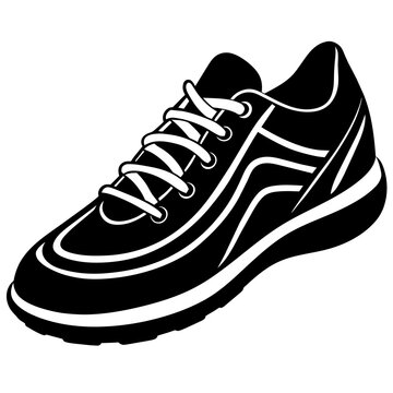black sneaker with white laces clip art preview