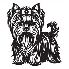 Yorkshire Terrier Dog, vector illustration, silhouette