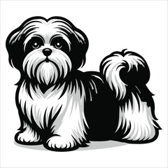 Shih Tzu dog, vector illustration, silhouette