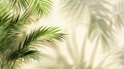 Blurred shadow from palm leaves  beautiful summer spring background for product presentation --ar 16:9 Job ID: 4484b763-359c-46b1-98b5-0ceaaf6117b7