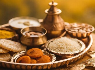 A Close-up of a Makar Sankranti Thali with Traditional Dishes