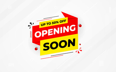 Opening Soon banner template vector design. Online shop opening background, Special Discount marketing poster design for web and Social. sale banner vector template Design.