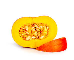 Pumpkin and slice isolated on a white background