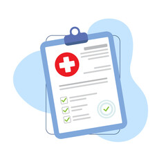 Health Insurance document. Medical checkup - vector illustration.