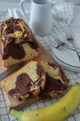 Homemade marble chocolate pound cake