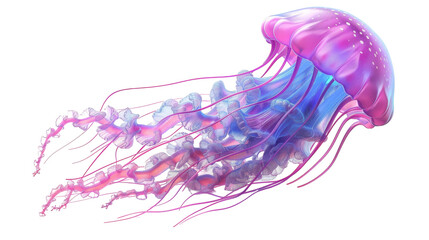 Pink and blue jellyfish isolated on white background
