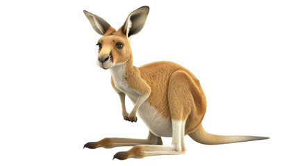 A red kangaroo sitting on a white background