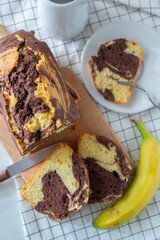 Homemade marble chocolate pound cake