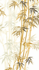 Golden bamboo leaves and branches pattern