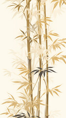 Golden bamboo leaves and branches pattern
