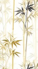 Golden bamboo leaves and branches pattern