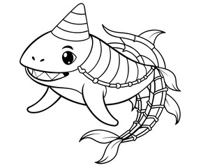 Cute baby Shark and friends coloring page