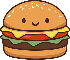 kawaii-style hamburger illustration