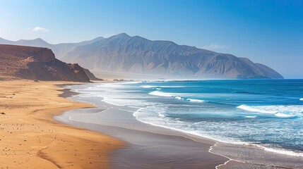 Landscape of Legzira beach on the Atlantic coast in Sidi Ifni, near Agadir. Atlantic coast of Morocco and Legzira beach