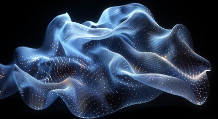 Obraz premium 3D render: Abstract detailed with dynamic pixel aesthetic. Futuristic background isolated on black