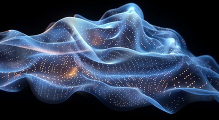 3D render: Abstract detailed with dynamic pixel aesthetic. Futuristic background isolated on black