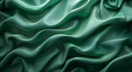 Fototapeta premium 3D rendering: Soft, warm earthy green cloth material on flat background. Horizontal wallpaper.