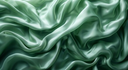 Fototapeta premium 3D rendering: Soft, warm earthy green cloth material on flat background. Horizontal wallpaper.