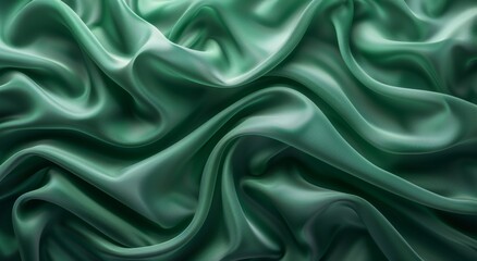 Fototapeta premium 3D rendering: Soft, warm earthy green cloth material on flat background. Horizontal wallpaper.