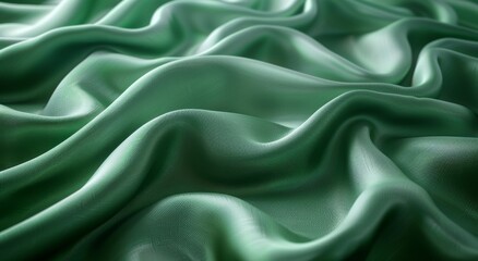Obraz premium 3D rendering: Soft, warm earthy green cloth material on flat background. Horizontal wallpaper.