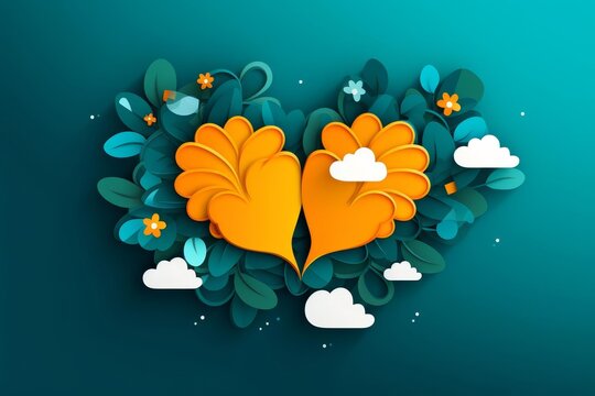 Blossoming summer love flat design top view romantic getaway theme cartoon drawing Complementary Color Scheme