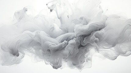 abstract background explosion of silver ink, paint in water on white background