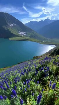 lake in the mountains in summer