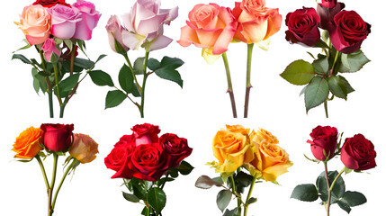 Obraz premium Colorful rose bouquet collection in PNG with no background