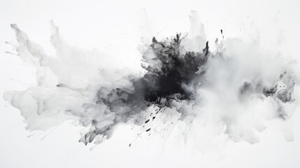 abstract background explosion of silver ink, paint in water on white background