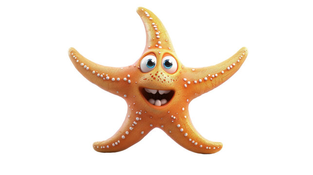 recommend clip art: A cartoon starfish smiles with its big blue eyes