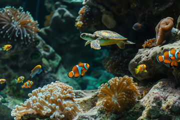 Obraz premium Underwater scene filled with colorful corals,Generative AI