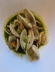 Bowl of fresh clams - Seafood of Galicia, Spain
