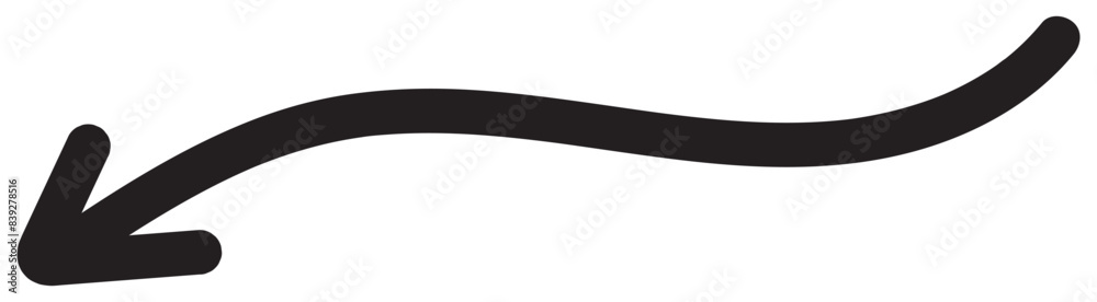Wall mural round curl long arrow. thin arrow curled symbol icon. arrow swish sign.