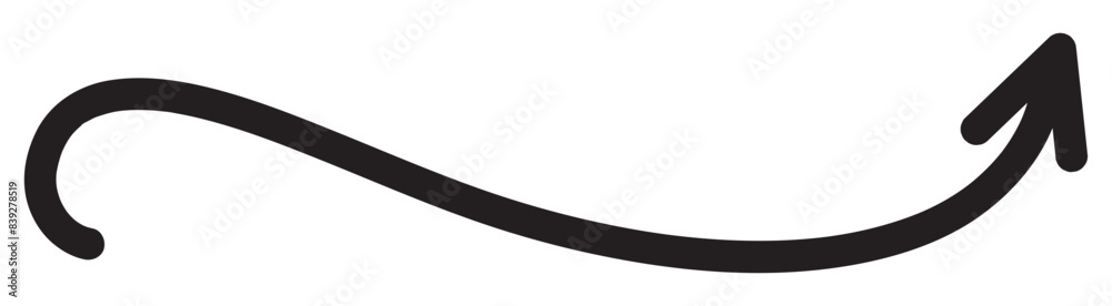Wall mural round curl long arrow. thin arrow curled symbol icon. arrow swish sign.