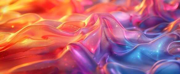 Obraz premium Colorful holographic cloth in abstract 3D render