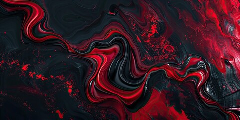 a image of a red and black abstract painting with a black background