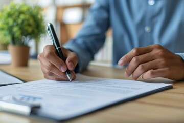 Person pen paper desk writing
