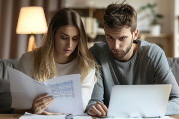 Obraz premium Two people on sofa staring at laptop