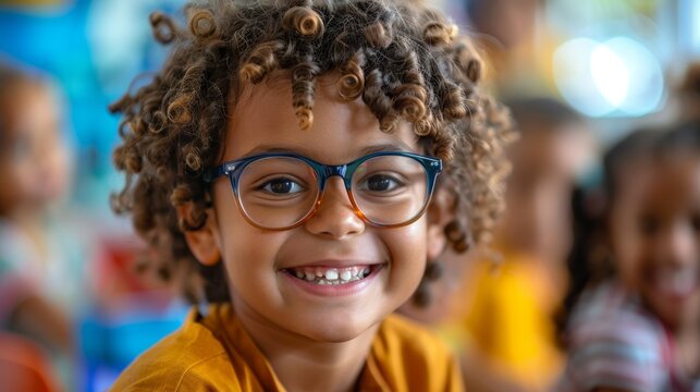 A Child Proudly Presenting Their Show-and-tell Item To The Class, Their Eyes Sparkling With Excitement.