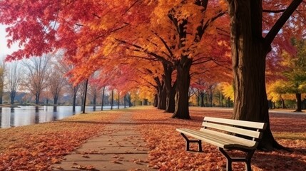 Naklejka premium Beautiful autumn landscape with. Colorful foliage in the park