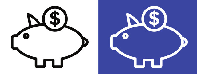 Piggy Bank Icon Representing Savings and Financial Security
